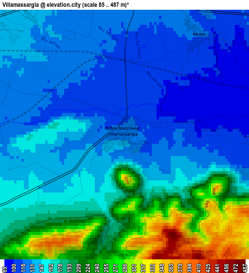 Villamassargia elevation map