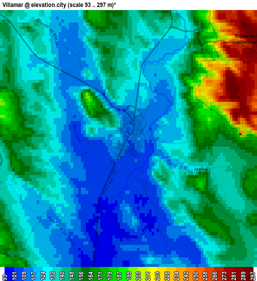 Villamar elevation map