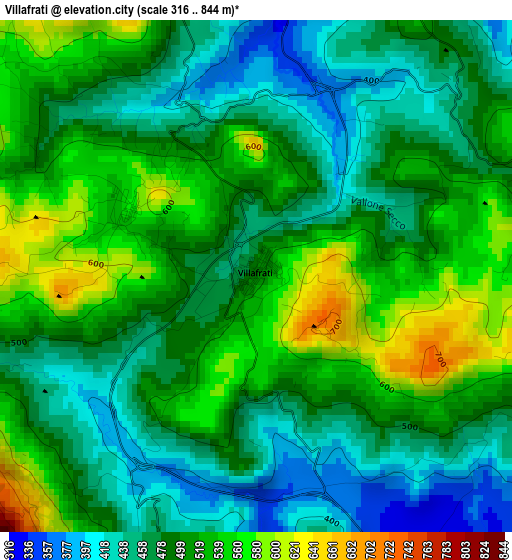 Villafrati elevation map