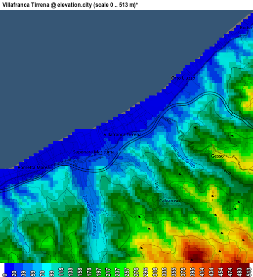 Villafranca Tirrena elevation map