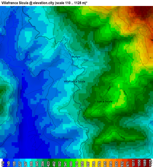 Villafranca Sicula elevation map