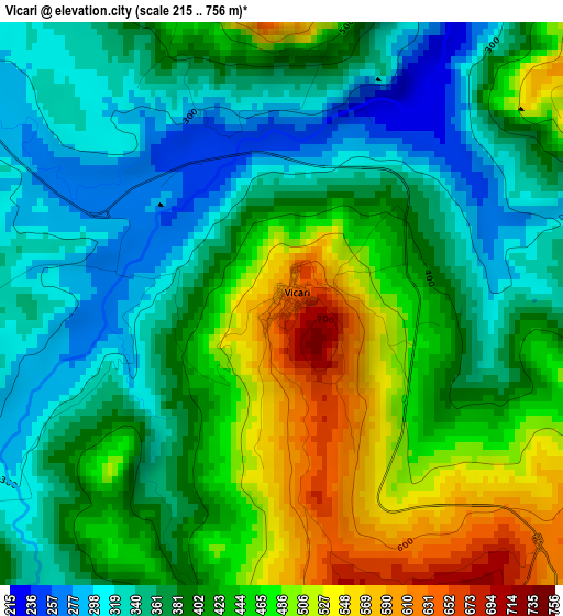 Vicari elevation map