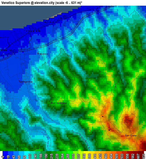 Venetico Superiore elevation map