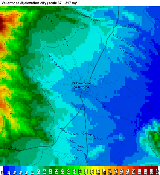 Vallermosa elevation map