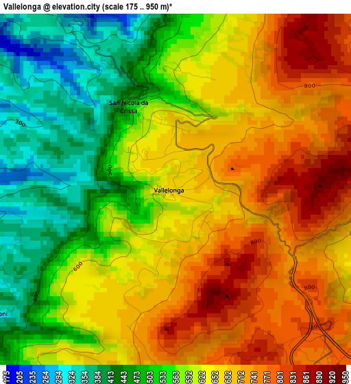 Vallelonga elevation map