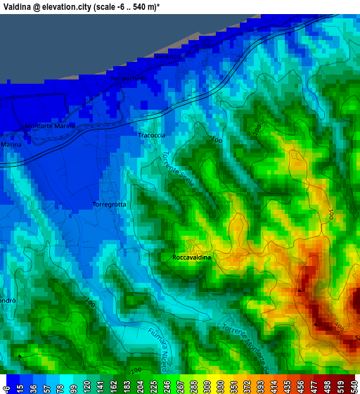 Valdina elevation map