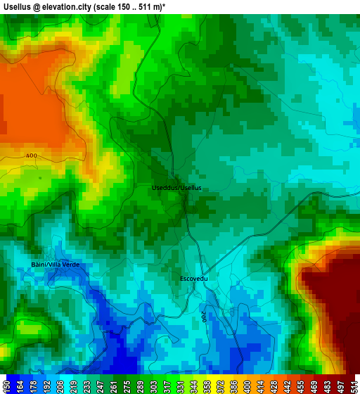 Usellus elevation map