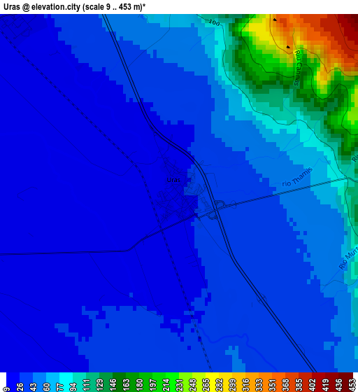 Uras elevation map