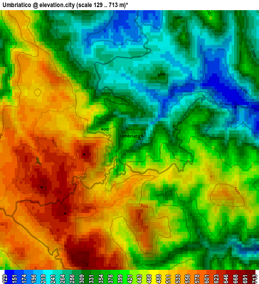 Umbriatico elevation map