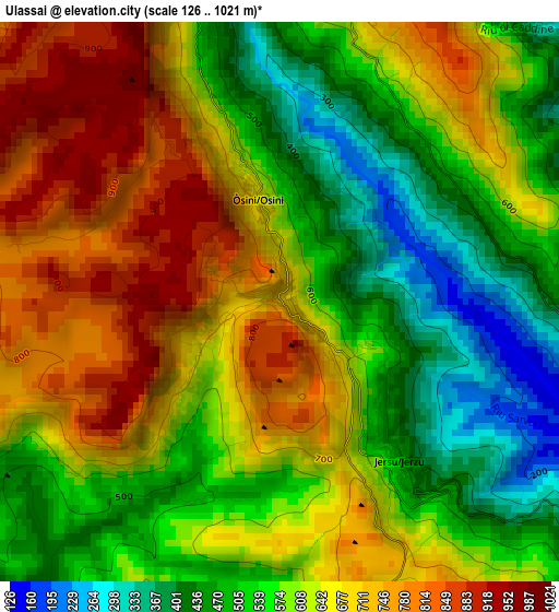 Ulassai elevation map