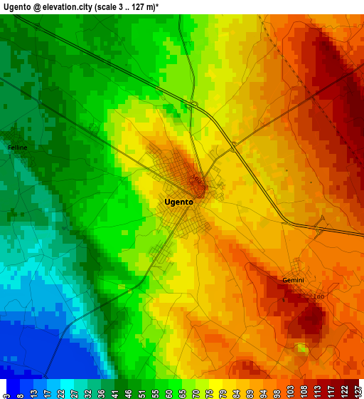 Ugento elevation map