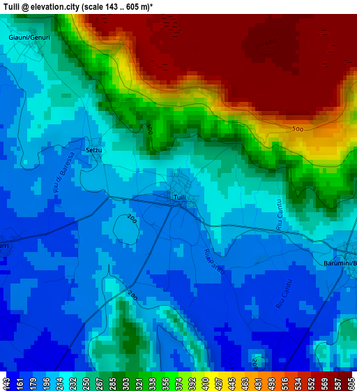 Tuili elevation map