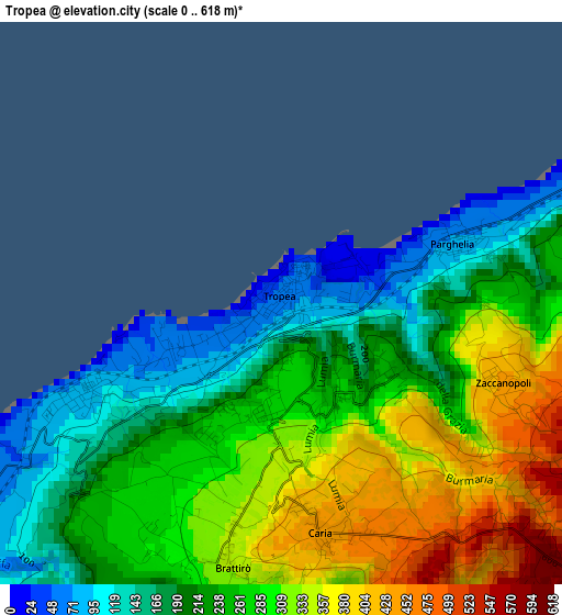 Tropea elevation map