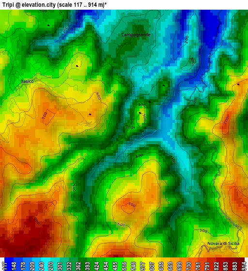 Tripi elevation map