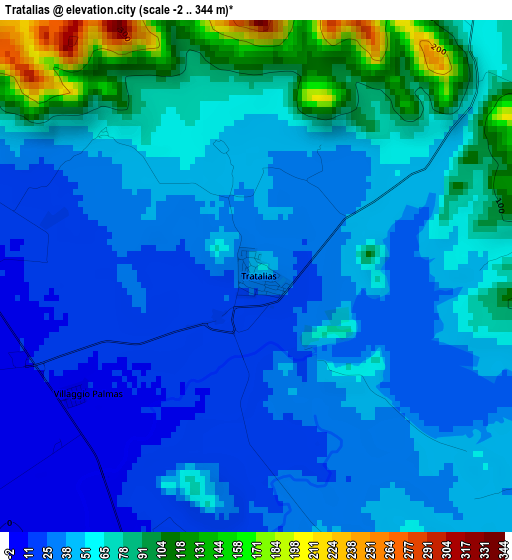 Tratalias elevation map