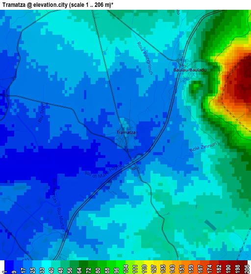 Tramatza elevation map