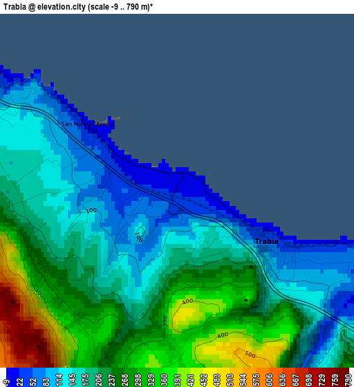 Trabia elevation map