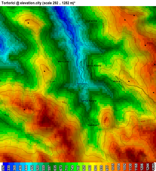 Tortorici elevation map