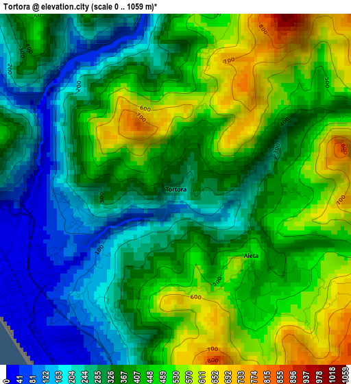 Tortora elevation map