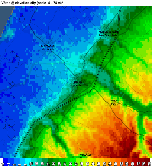 Várda elevation map