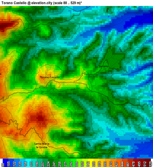 Torano Castello elevation map