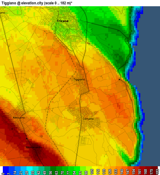 Tiggiano elevation map