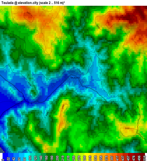 Teulada elevation map