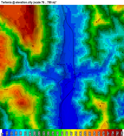 Tertenia elevation map