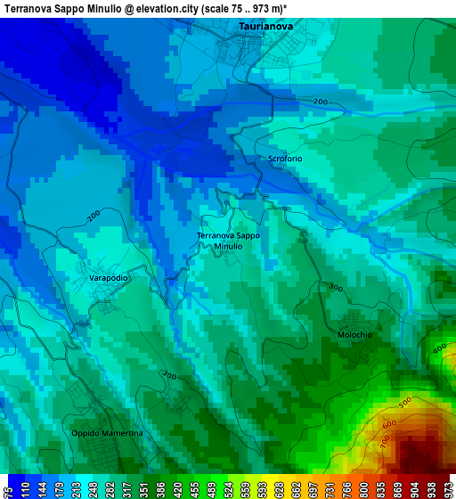 Terranova Sappo Minulio elevation map