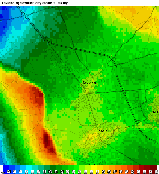 Taviano elevation map