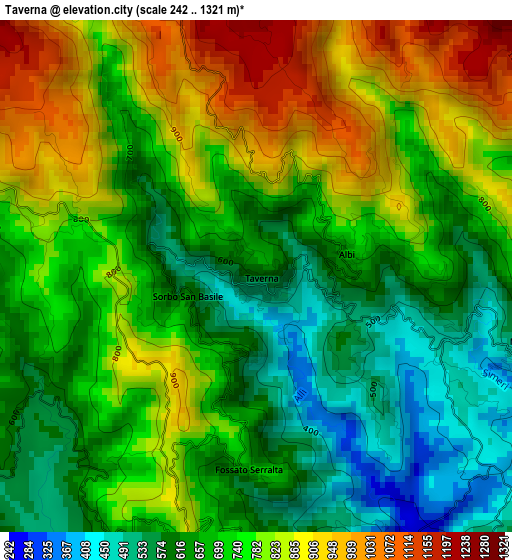 Taverna elevation map