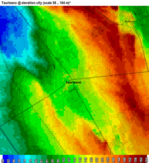 Taurisano elevation map