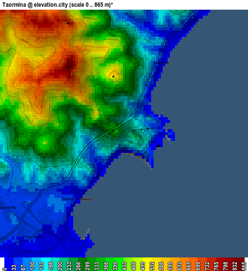 Taormina elevation map