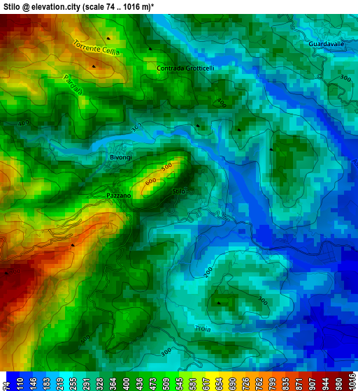Stilo elevation map