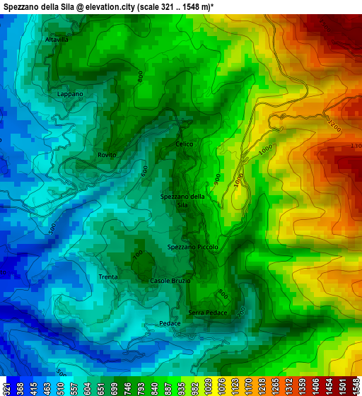 Spezzano della Sila elevation map