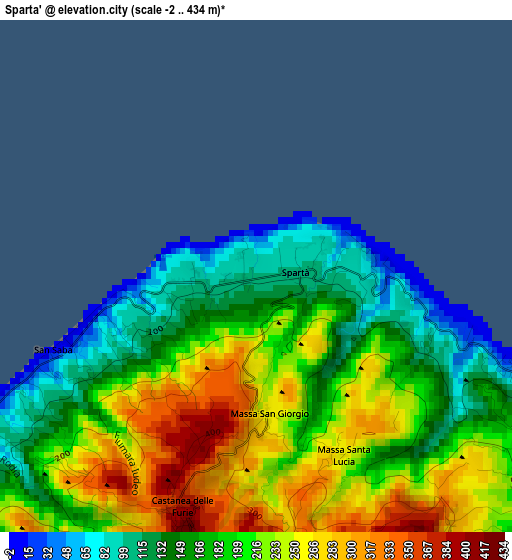 Sparta' elevation map