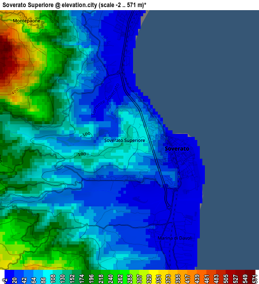 Soverato Superiore elevation map