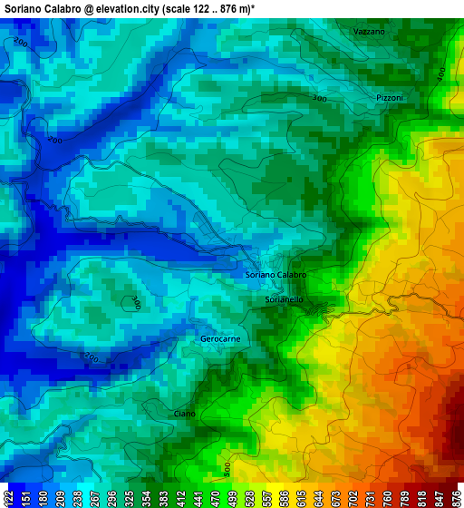 Soriano Calabro elevation map