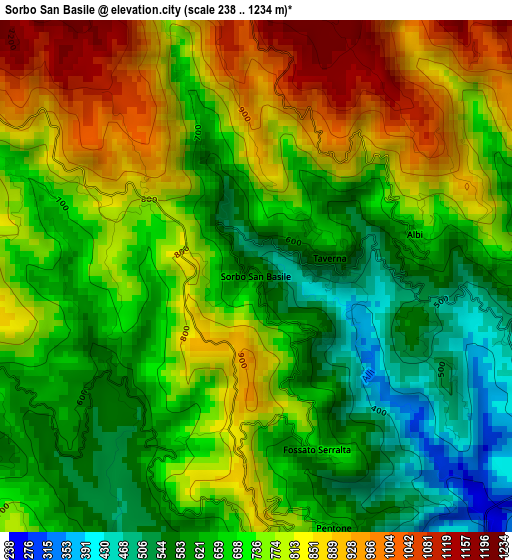 Sorbo San Basile elevation map