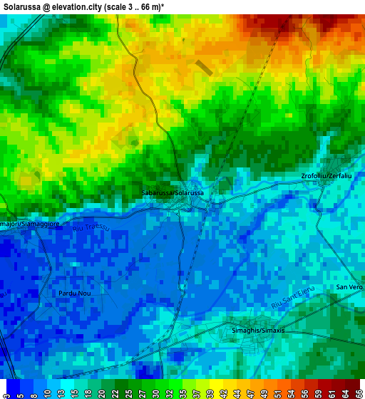 Solarussa elevation map