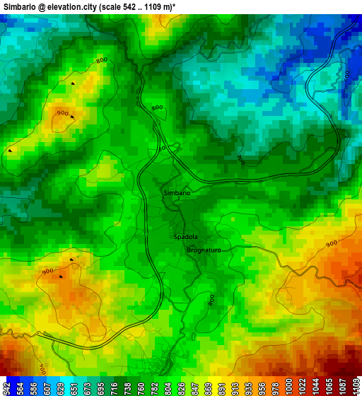 Simbario elevation map