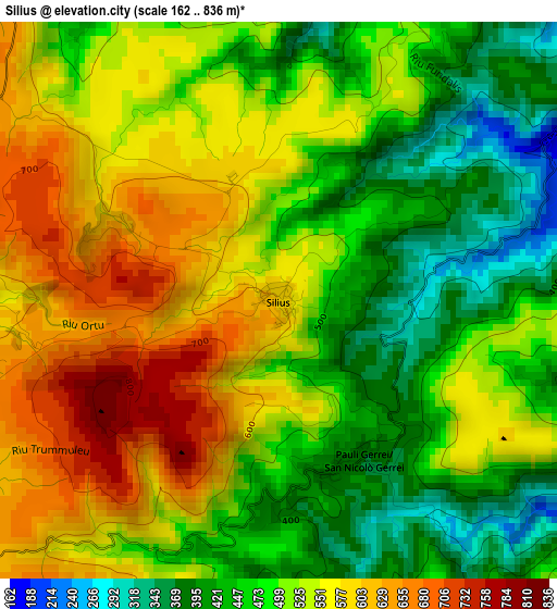 Silius elevation map