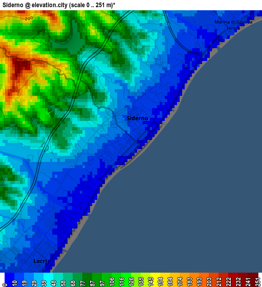 Siderno elevation map