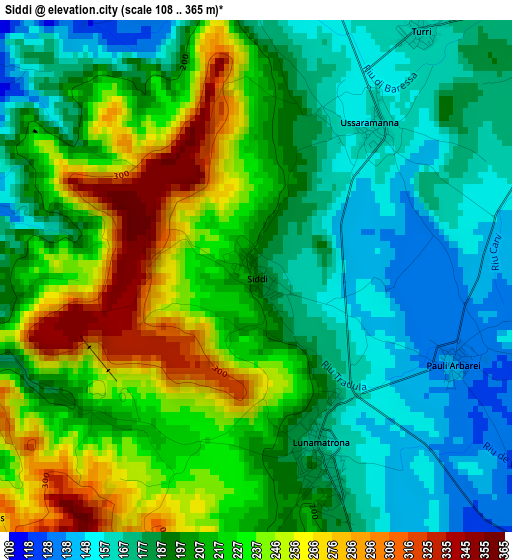 Siddi elevation map