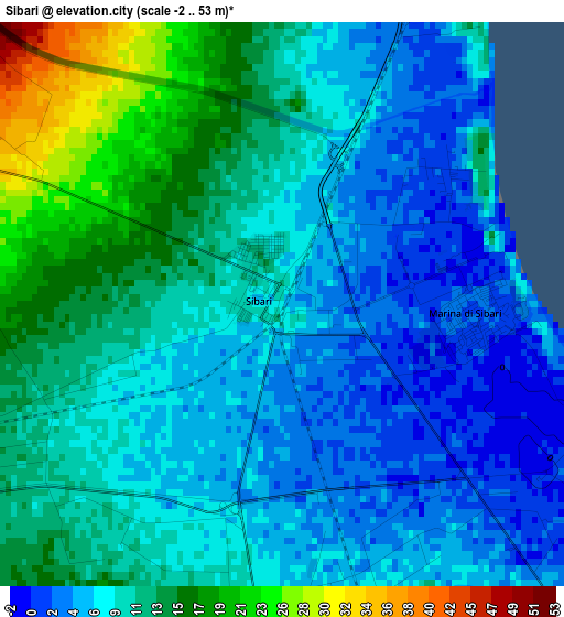 Sibari elevation map