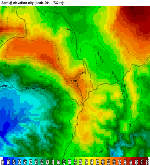 Serri elevation map