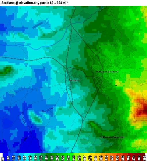 Serdiana elevation map