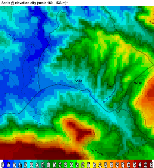 Senis elevation map