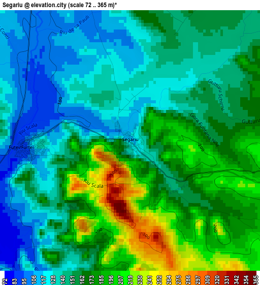 Segariu elevation map