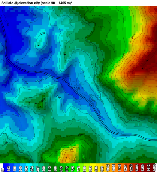 Scillato elevation map